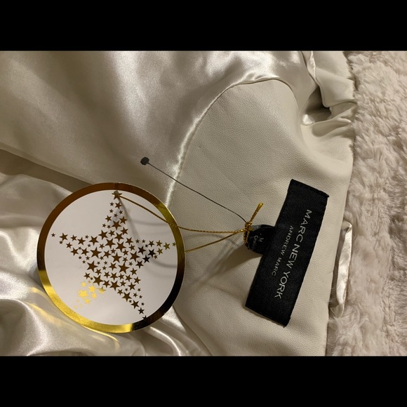 Andrew Marc faux fur leather sides vest cream sz M - Picture 7 of 8